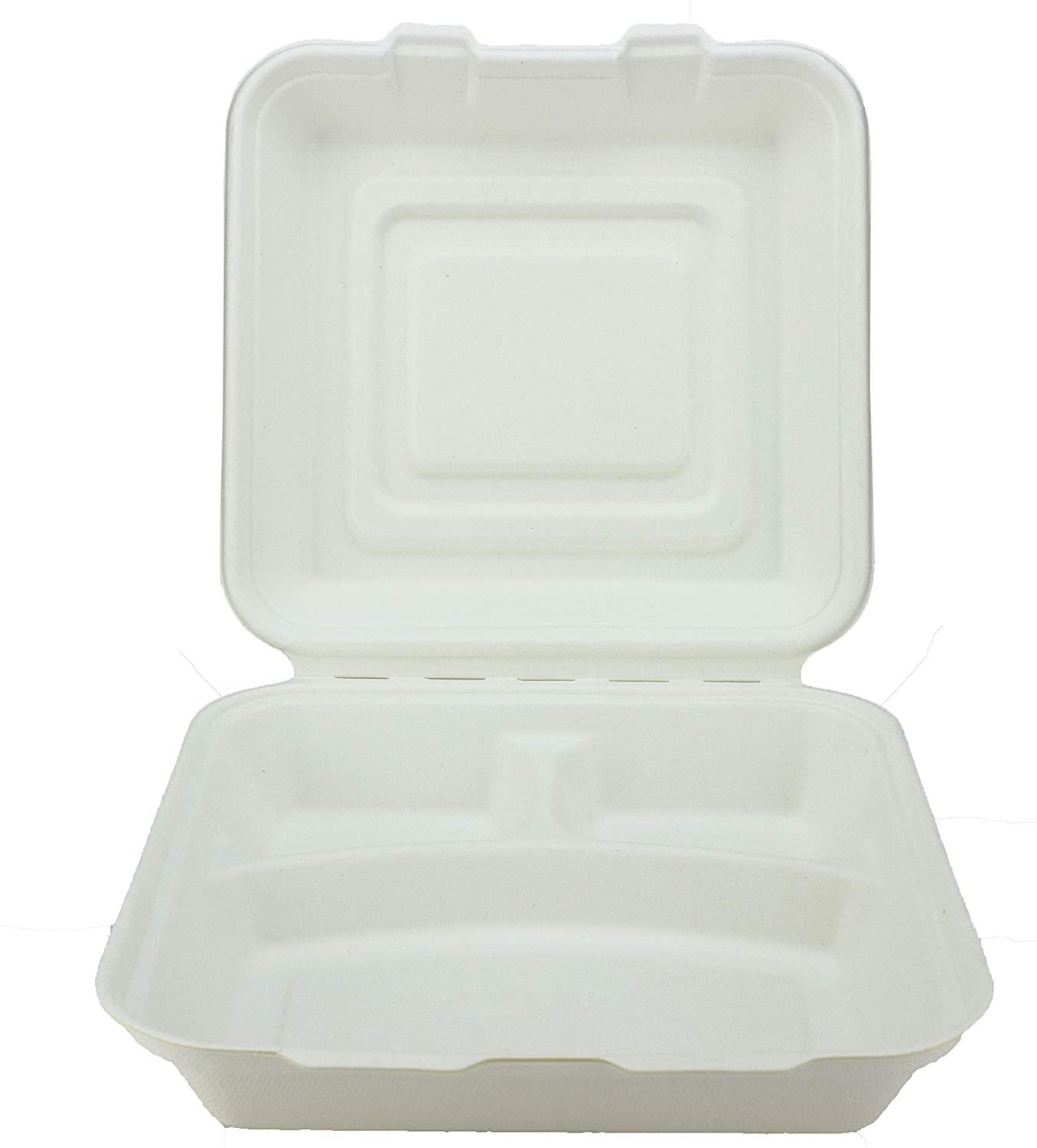 100% Compostable Clamshell Take Out Food Containers Bagasse 50 Pack - 450/1000ml - Picture 11 of 17
