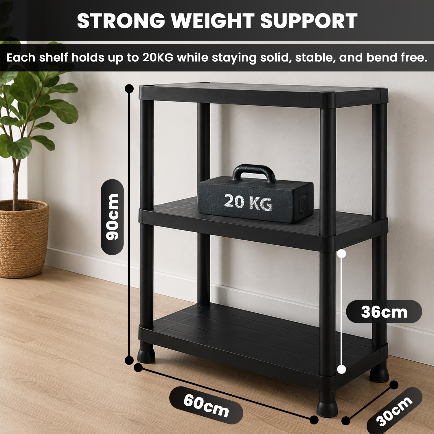 3/4/5 Tier Plastic Shelving Home Storage Heavy Duty Garage Racking Organiser - Produktbild 2