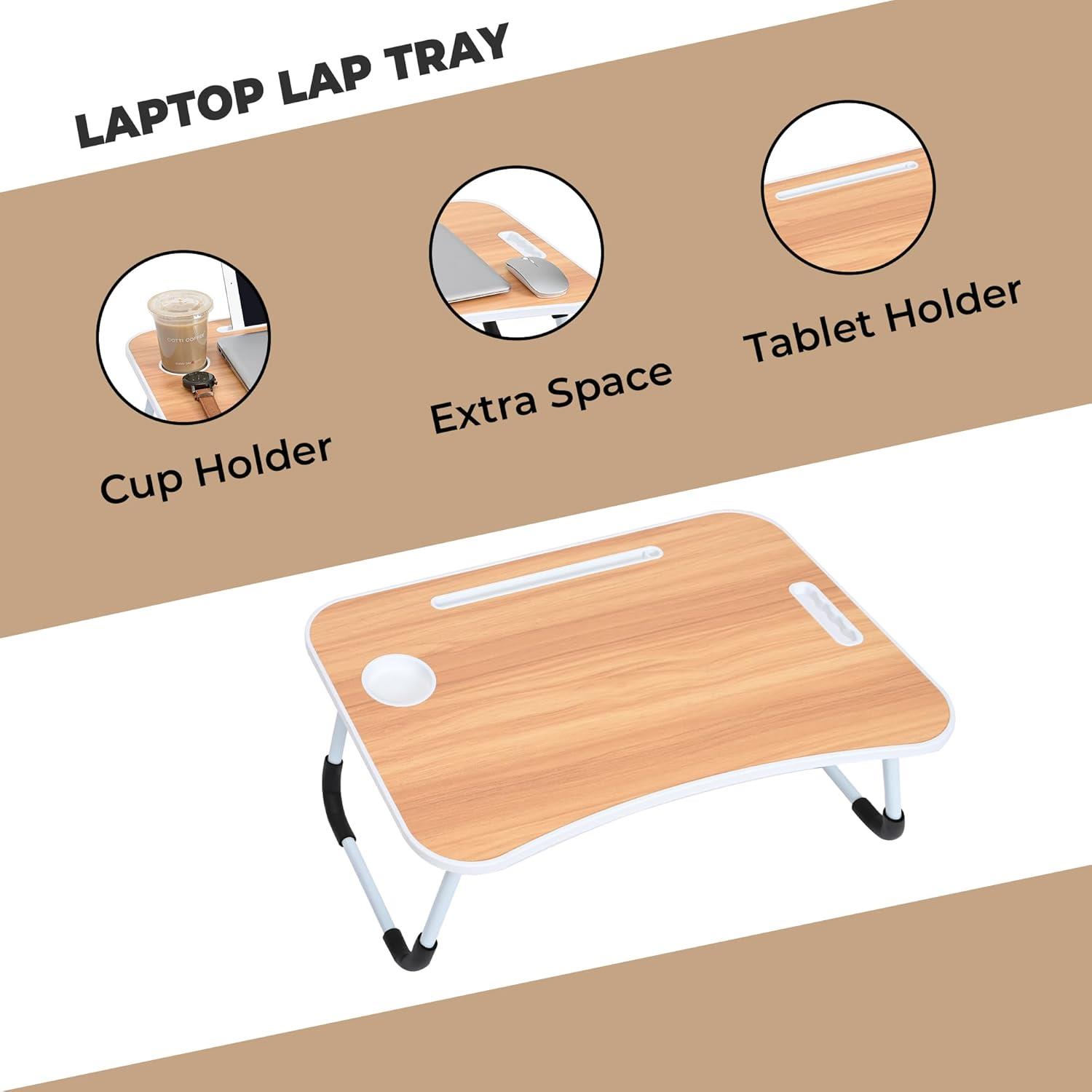 Laptop Bed Table Lap Standing Desk with Foldable Legs & Cup Slot Sofa Bed Stand - Picture 38 of 39