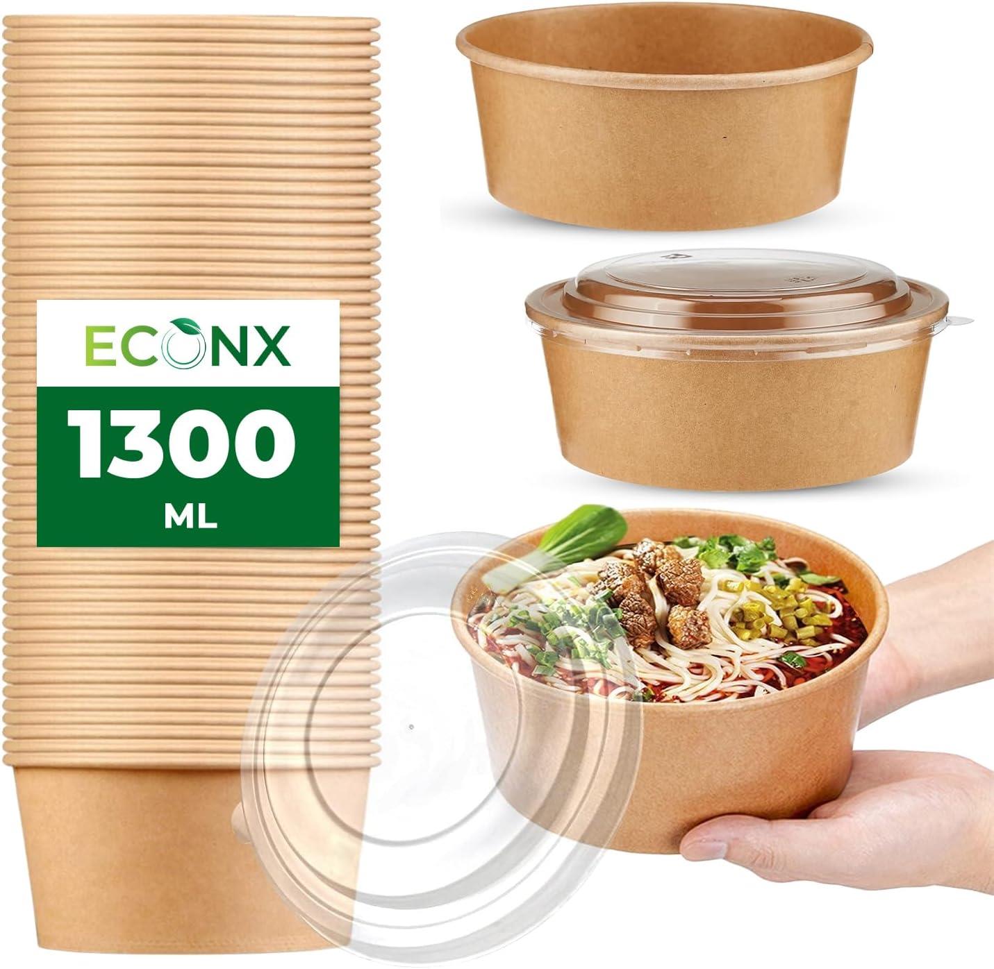 Disposable Kraft Salad Paper Bowls with Lids Takeaway Food Bowls Soup Containers - Picture 26 of 32