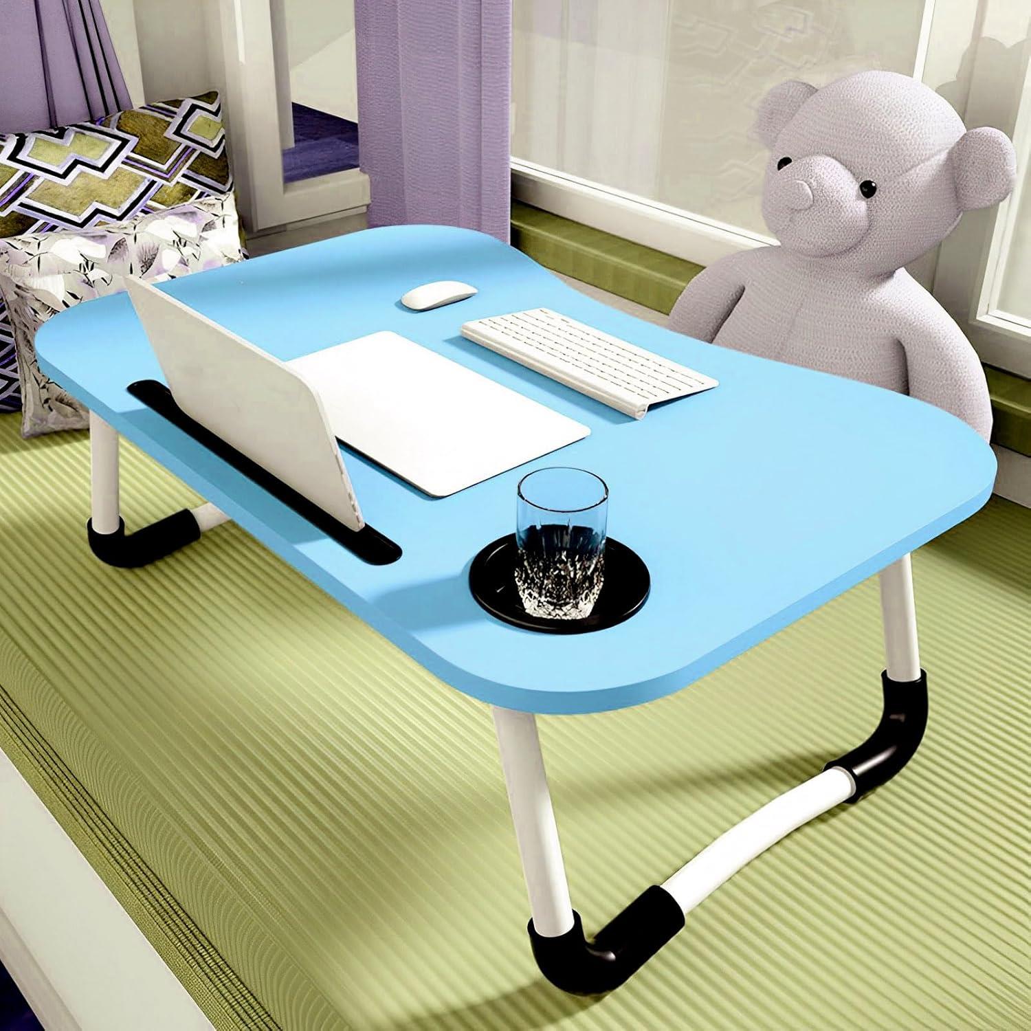 Laptop Bed Table Lap Standing Desk with Foldable Legs & Cup Slot Sofa Bed Stand - Picture 15 of 39