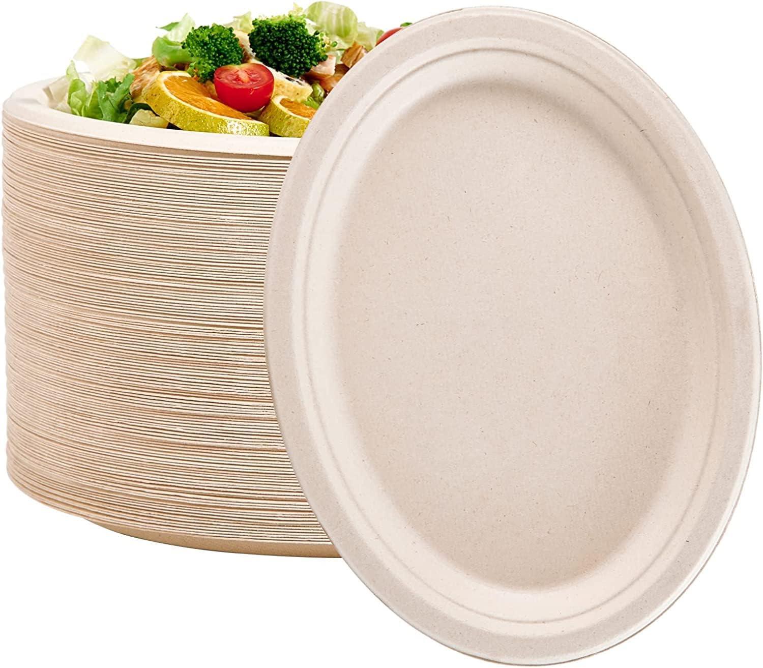 Strong Disposable Oval Plates Super Rigid Biodegradable Party Dinner Plate 10x8" - Picture 21 of 29