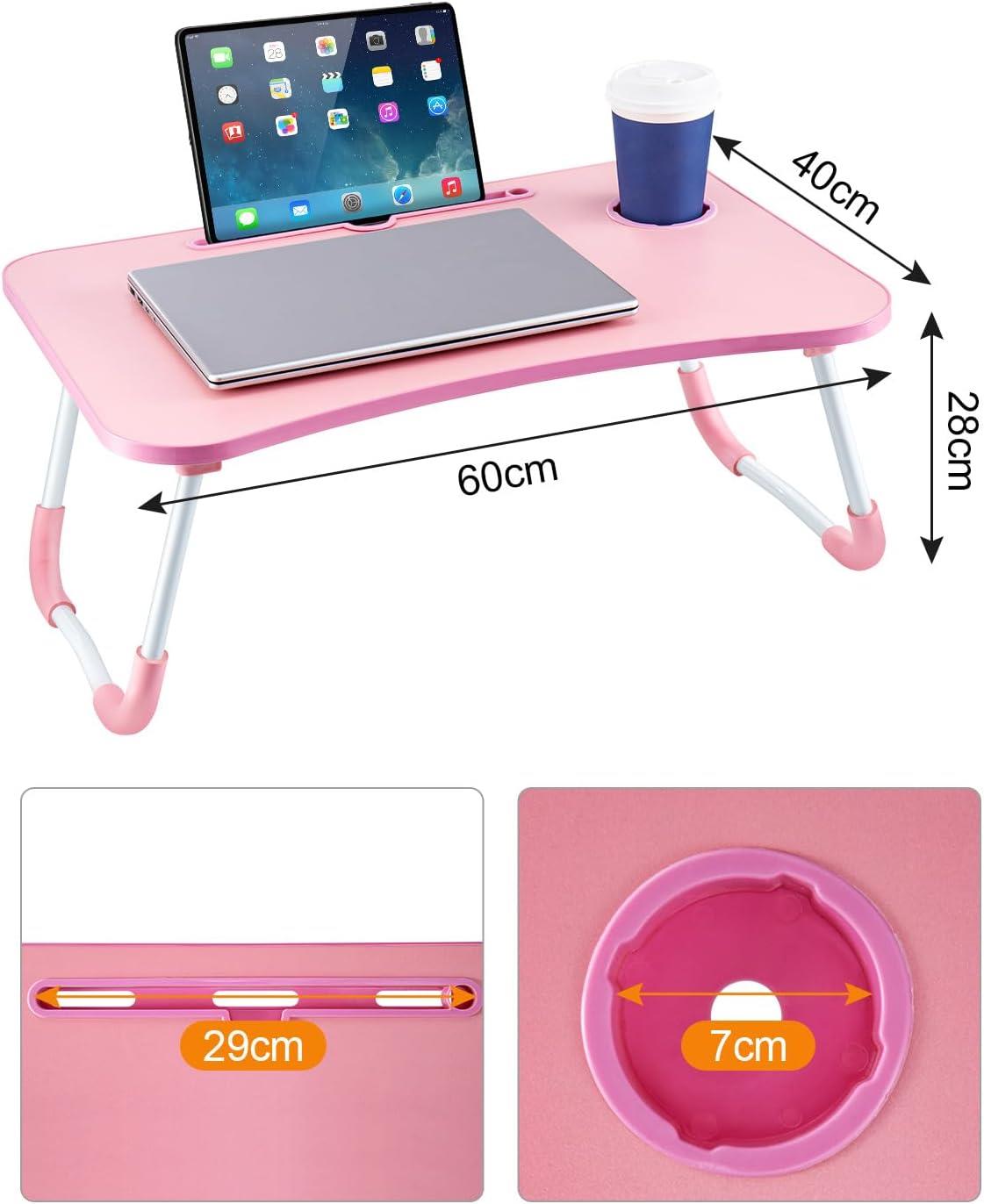 Laptop Bed Table Lap Standing Desk with Foldable Legs & Cup Slot Sofa Bed Stand - Picture 28 of 39