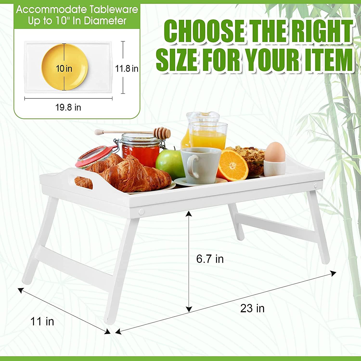 Multipurpose Bamboo Bed Tray Table With Handles And Foldable Legs - Picture 14 of 15