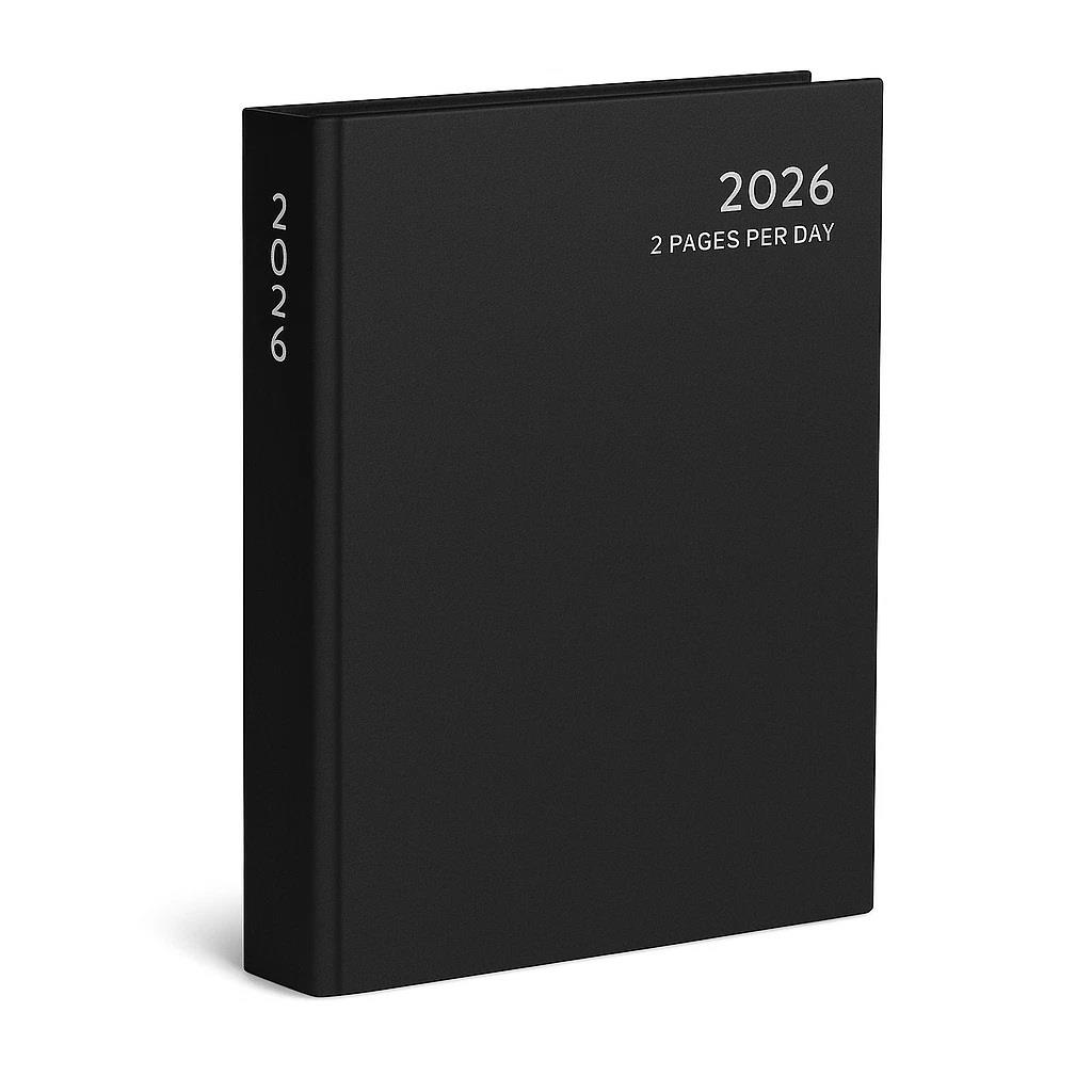 2026 Diary A5 Hardback 2 Pages Per Day Diary Casebound Classic Office Desk Diary - Picture 2 of 15