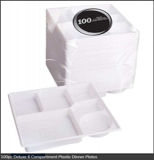 Deluxe Heavy-Duty Compartment Plastic Reusable Dinner Party Plates - Picture 16 of 16