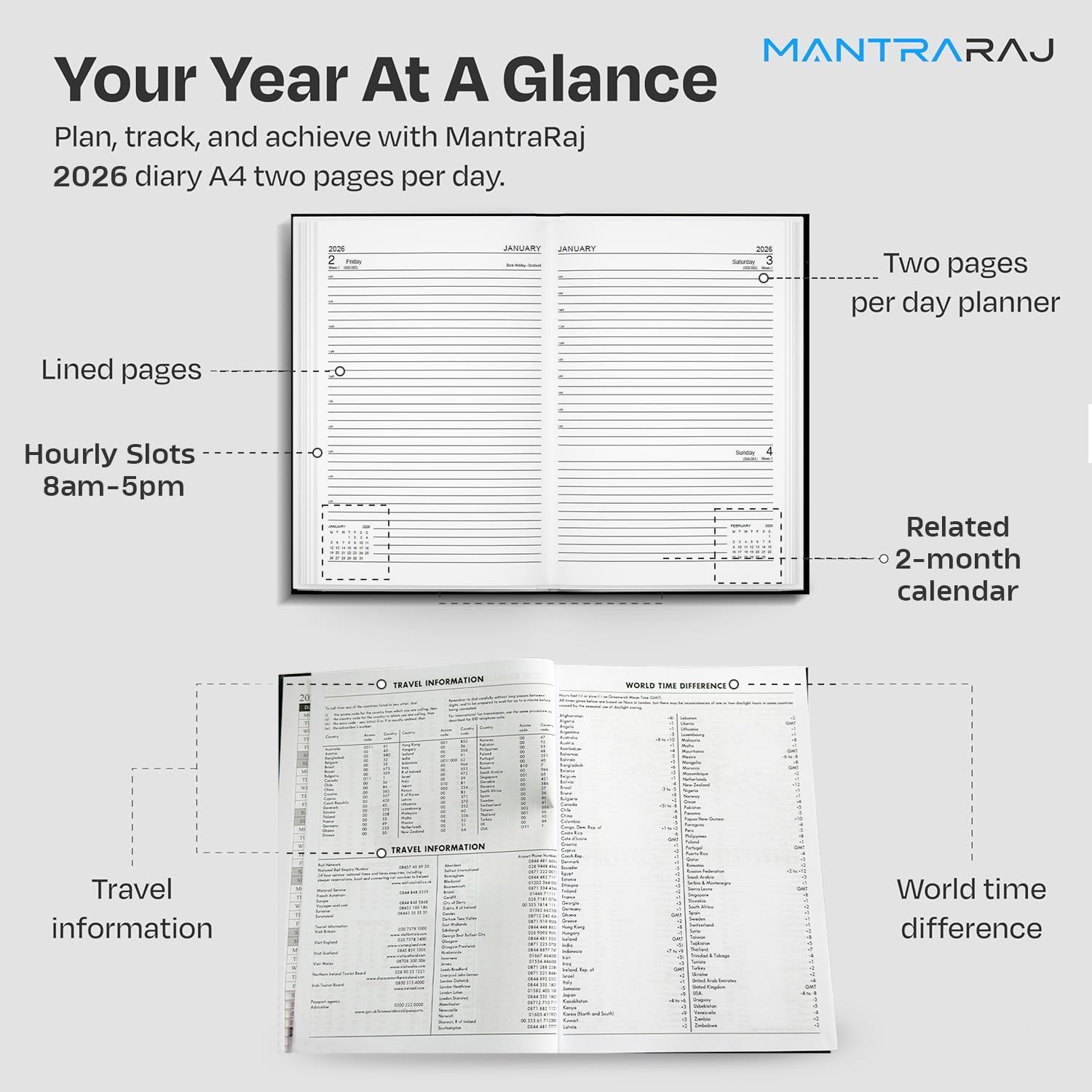 2026 Diary A4 A5 A6 Week To View Or Page A Day Desk Diary Hard Backed Diaries - Picture 4 of 62