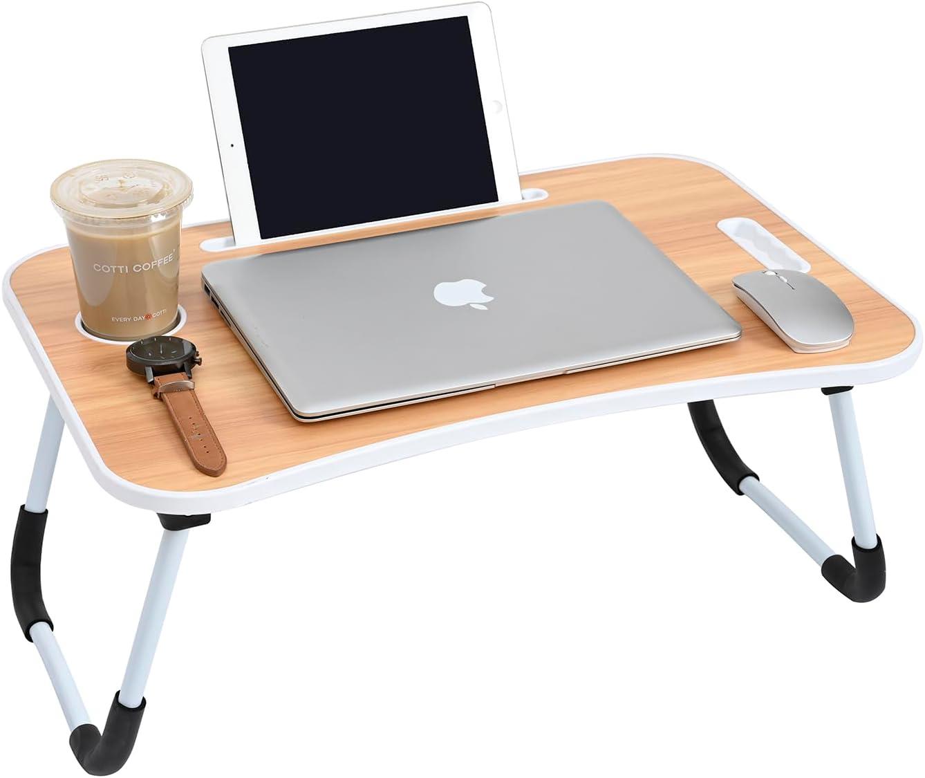 Laptop Bed Table Lap Standing Desk with Foldable Legs & Cup Slot Sofa Bed Stand - Picture 36 of 39