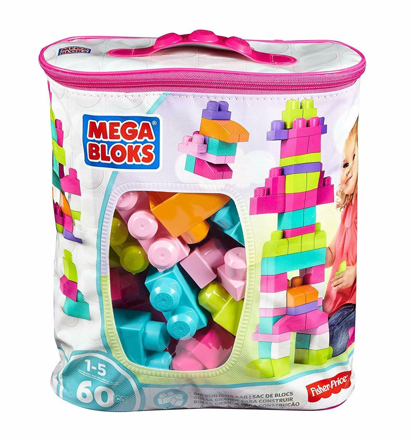 Mega Bloks 60 Pieces Classic Builders Big Building in Pink and Blue Bag - Picture 6 of 10