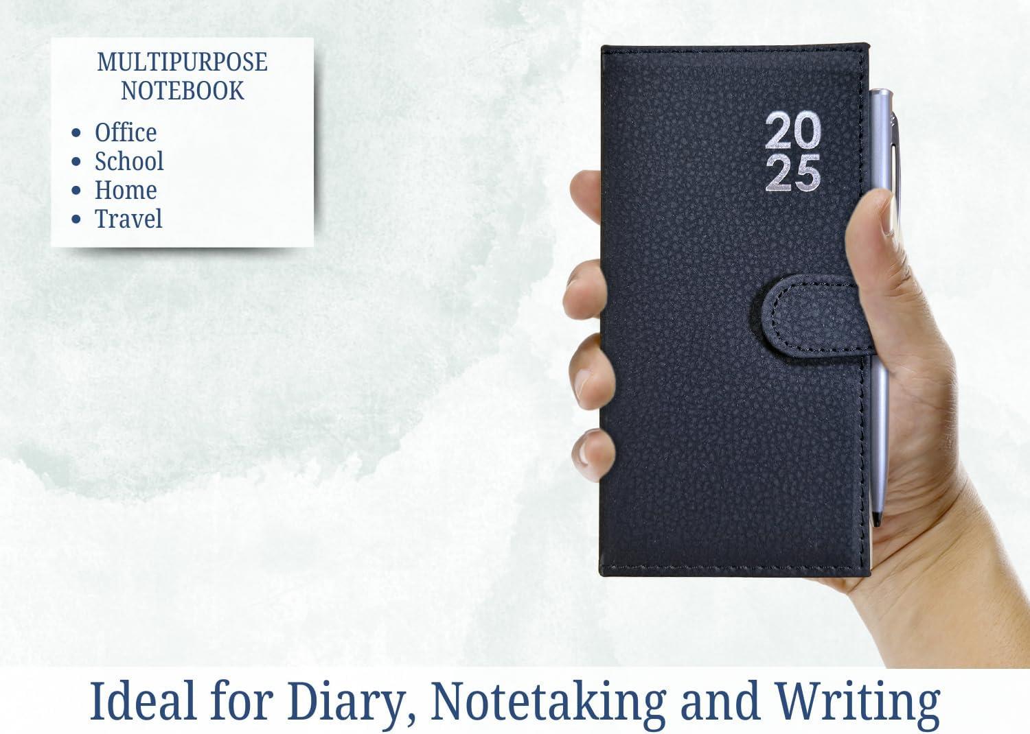 2025 Week To View Premium Padded Slim Pocket Diary Stud Close Diary With Pen - Picture 9 of 35