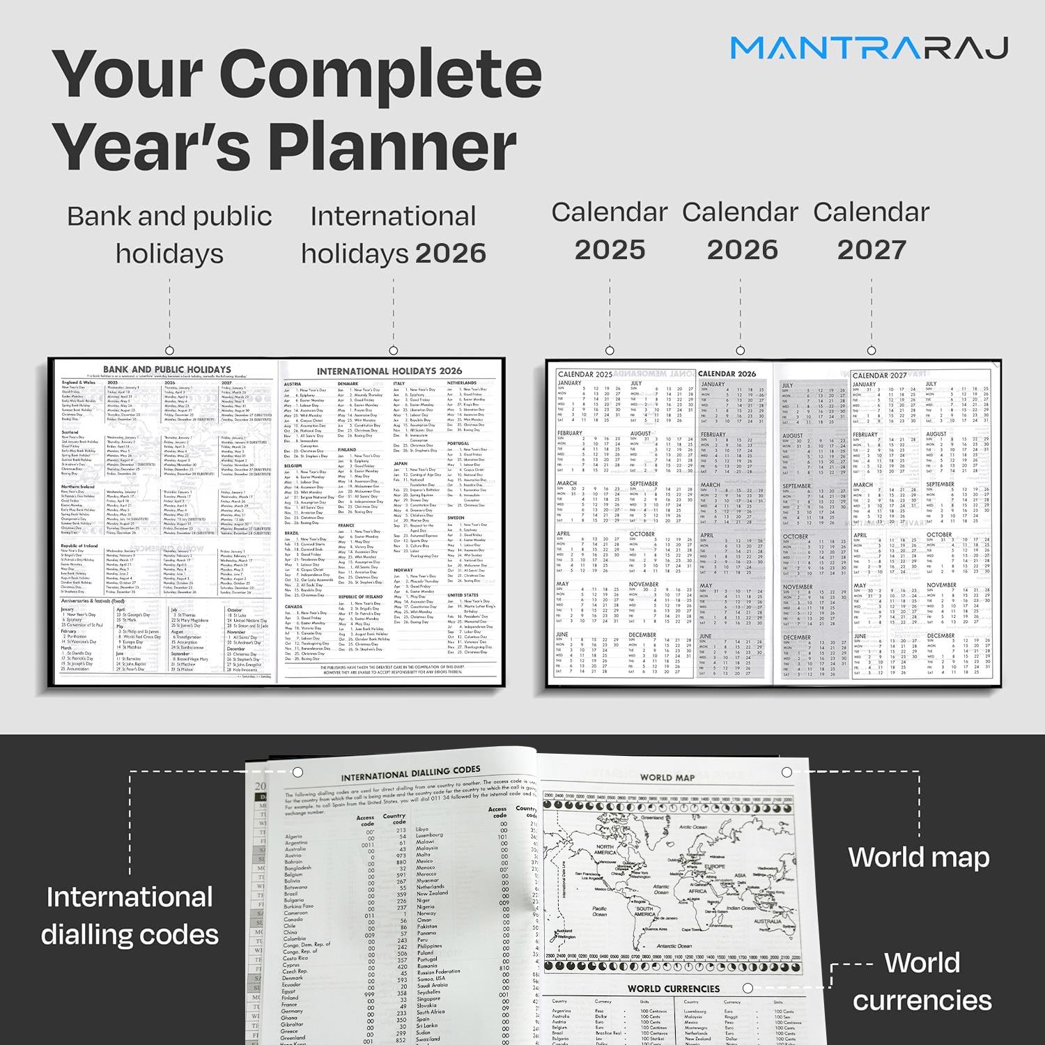 2026 Diary A5 Hardback 2 Pages Per Day Diary Casebound Classic Office Desk Diary - Picture 7 of 15