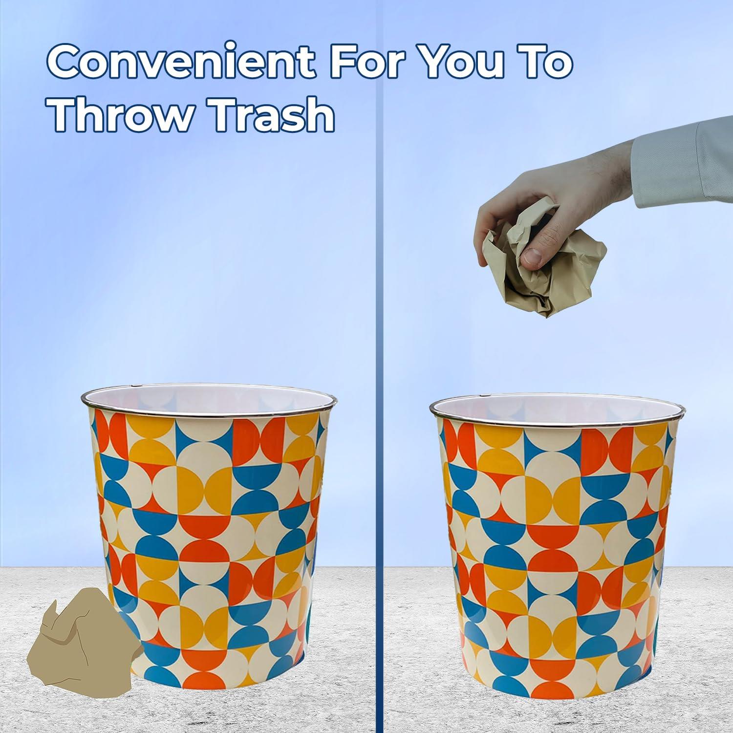 7.7L Plastic Waste Paper Dust Bin Round Rubbish Bin For Office Bathroom Kitchen - Picture 51 of 60