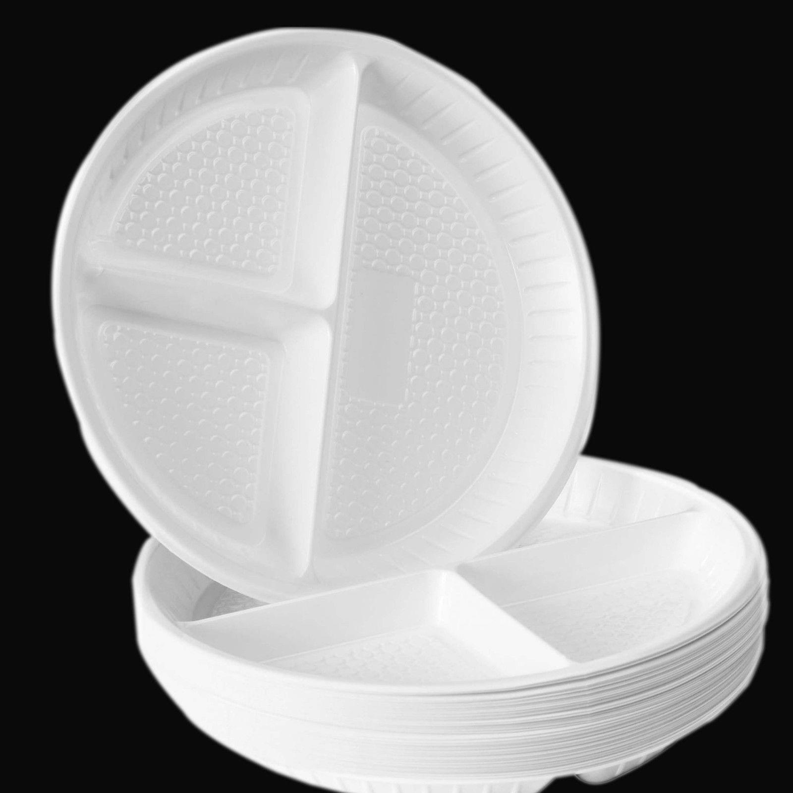 Deluxe Heavy-Duty Compartment Plastic Reusable Dinner Party Plates - Picture 10 of 16