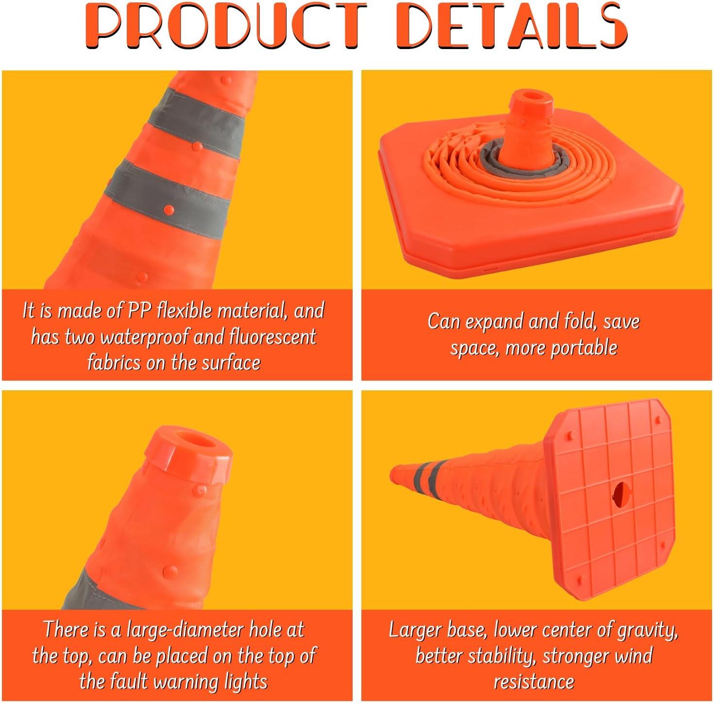 18" Pop Up Collapsible Safety Traffic Warning Cone Car Van Caravan Motorhome - Picture 17 of 24