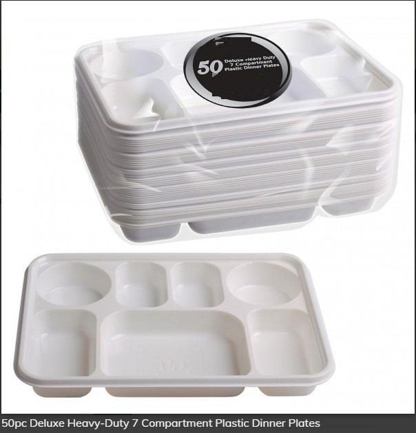 Deluxe Heavy-Duty Compartment Plastic Reusable Dinner Party Plates - Picture 11 of 16