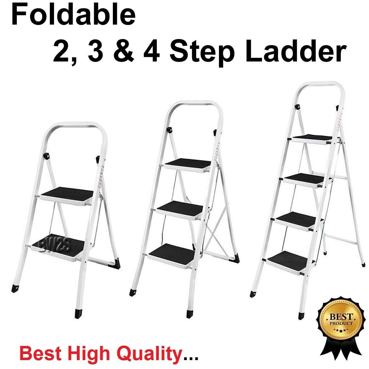 2 3 4 Step Ladder Anti Slip Folding Step Stool Foldable Stepladder Multi-Use - Picture 8 of 26
