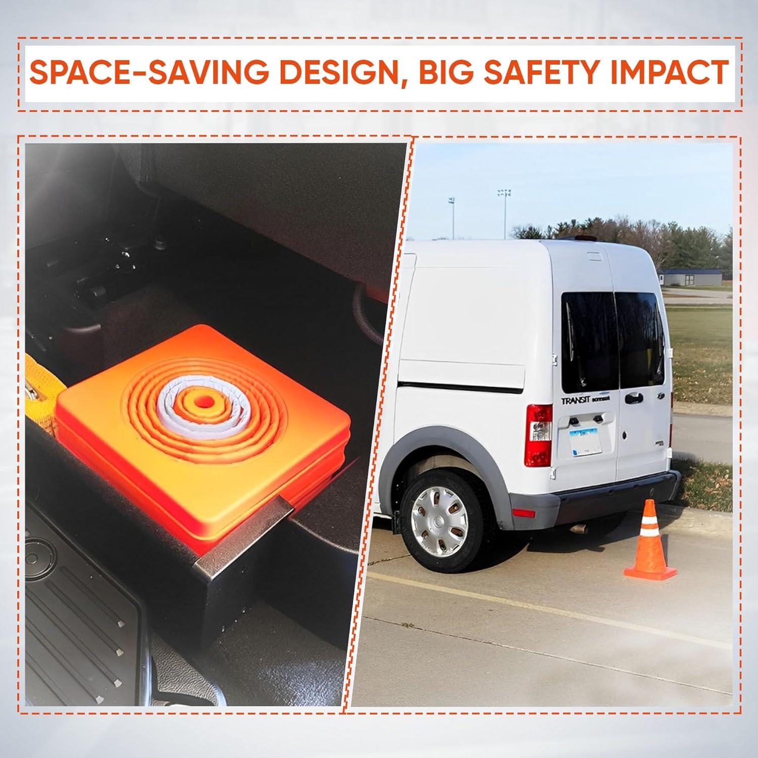 18" Pop Up Collapsible Safety Traffic Warning Cone Car Van Caravan Motorhome - Picture 19 of 24