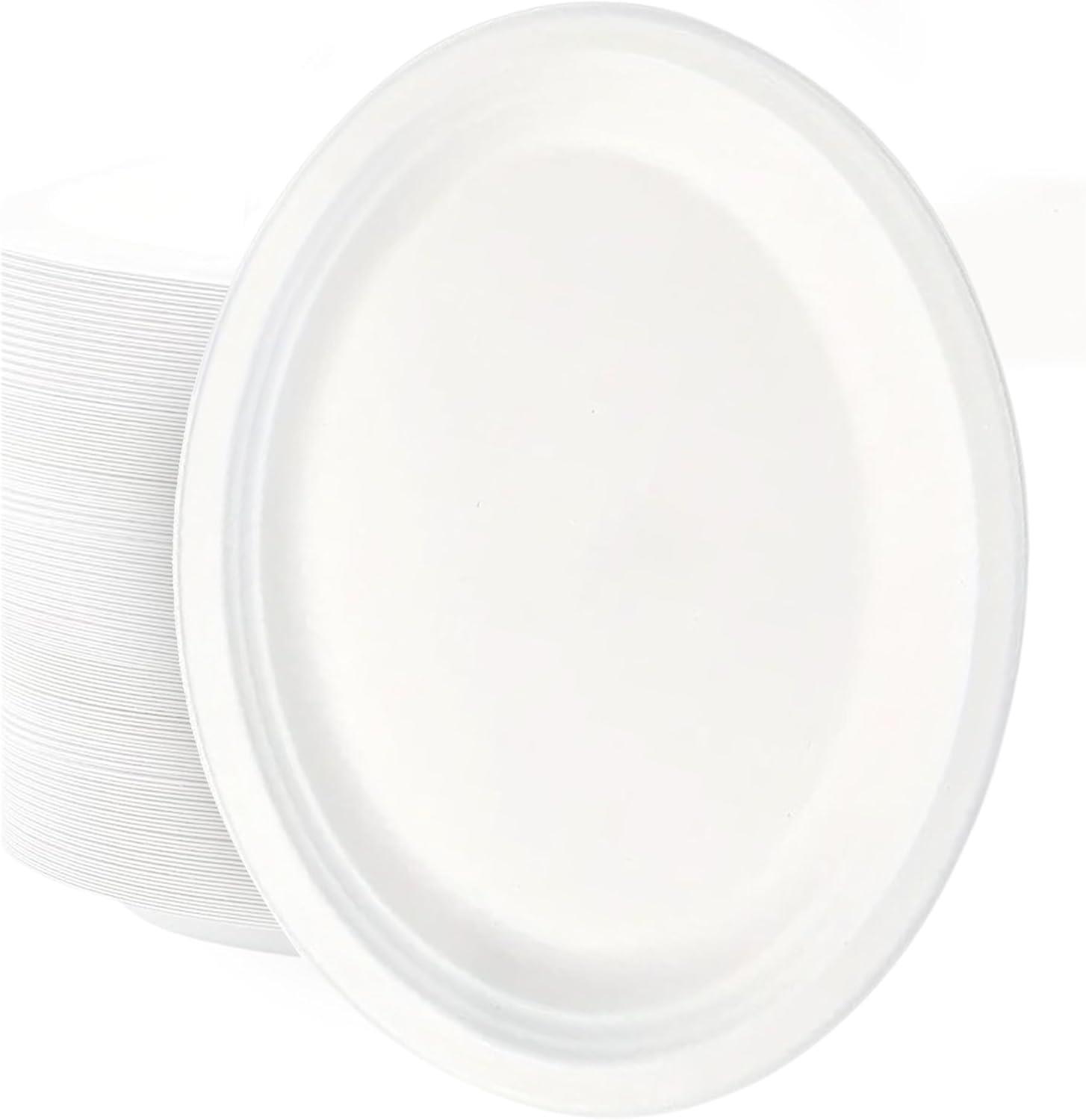 Strong Disposable Oval Plates Super Rigid Biodegradable Party Dinner Plate 10x8" - Picture 12 of 29