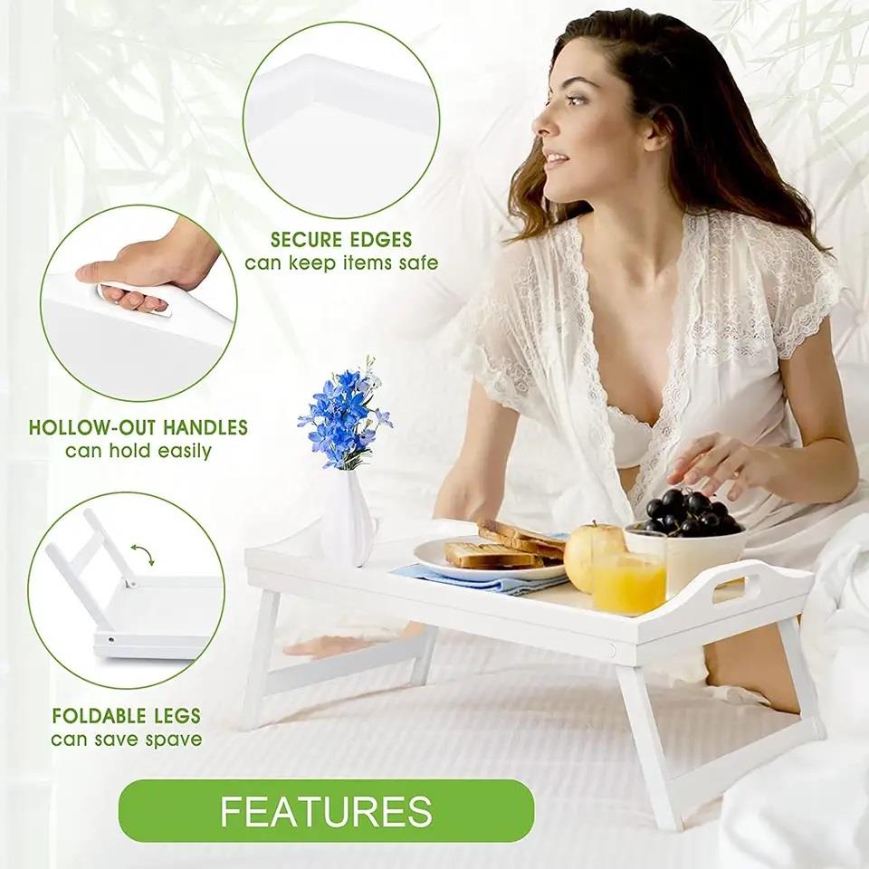 Multipurpose Bamboo Bed Tray Table With Handles And Foldable Legs - Picture 15 of 15