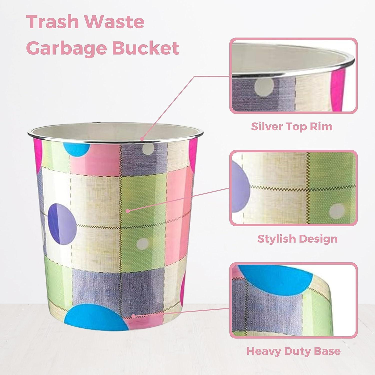 7.7L Plastic Waste Paper Dust Bin Round Rubbish Bin For Office Bathroom Kitchen - Picture 57 of 60