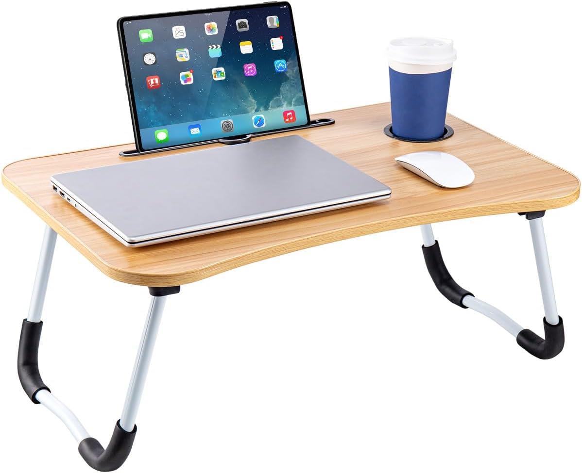 Laptop Bed Table Lap Standing Desk with Foldable Legs & Cup Slot Sofa Bed Stand - Picture 19 of 39
