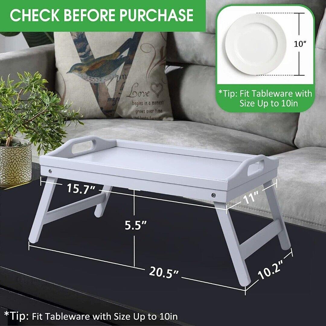 Multipurpose Bamboo Bed Tray Table With Handles And Foldable Legs - Picture 5 of 15