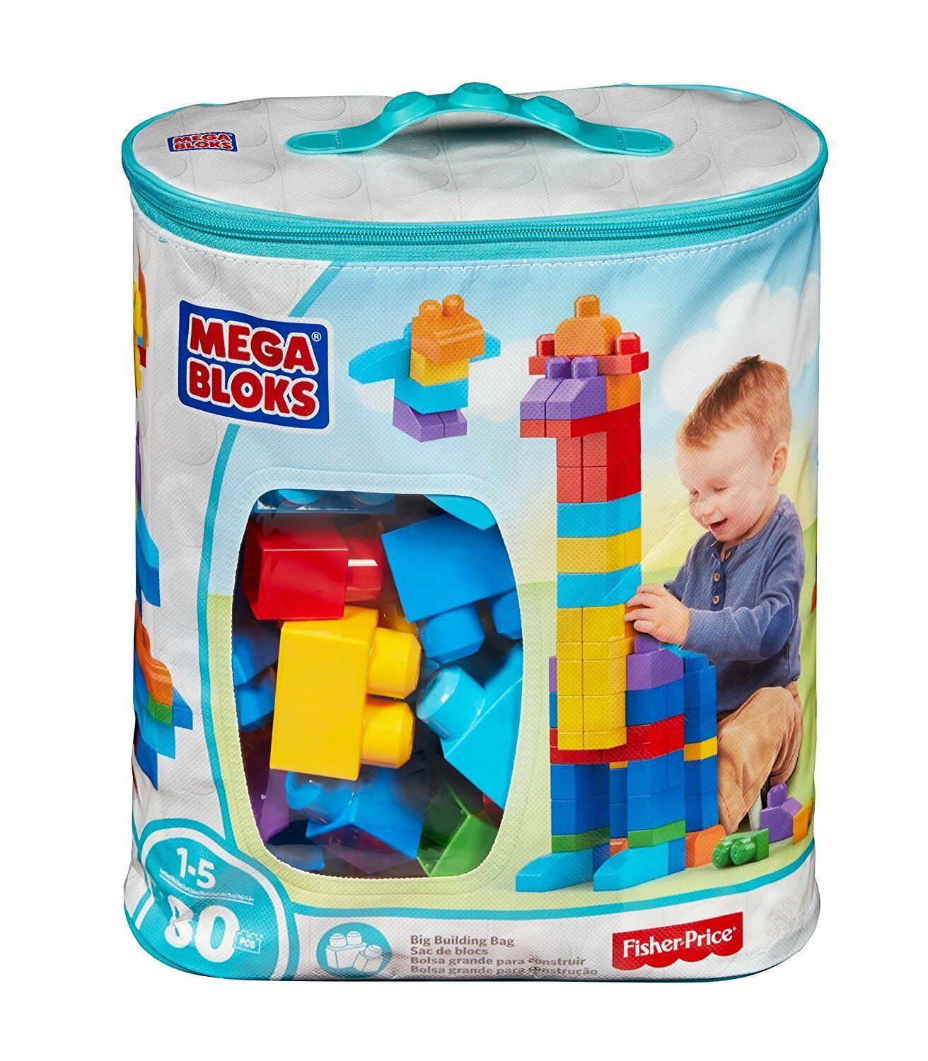 Mega Bloks 60 Pieces Classic Builders Big Building in Pink and Blue Bag - Picture 3 of 10
