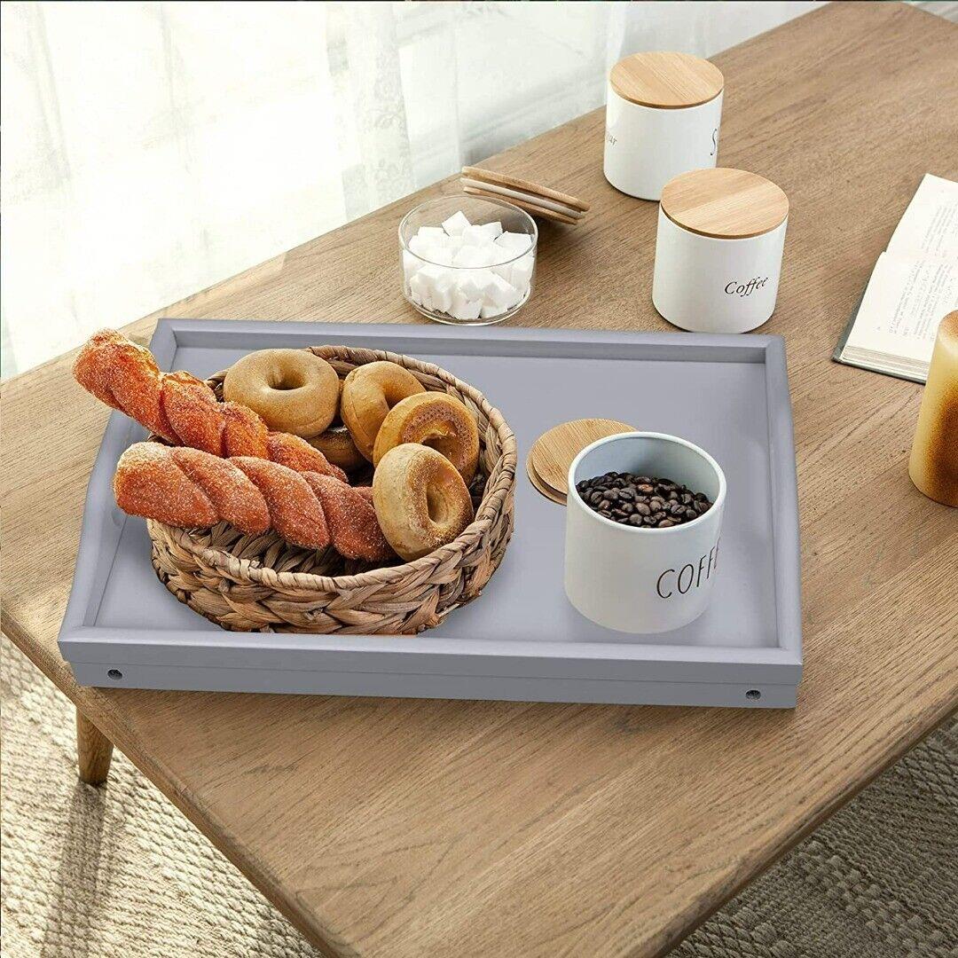 Multipurpose Bamboo Bed Tray Table With Handles And Foldable Legs - Picture 4 of 15
