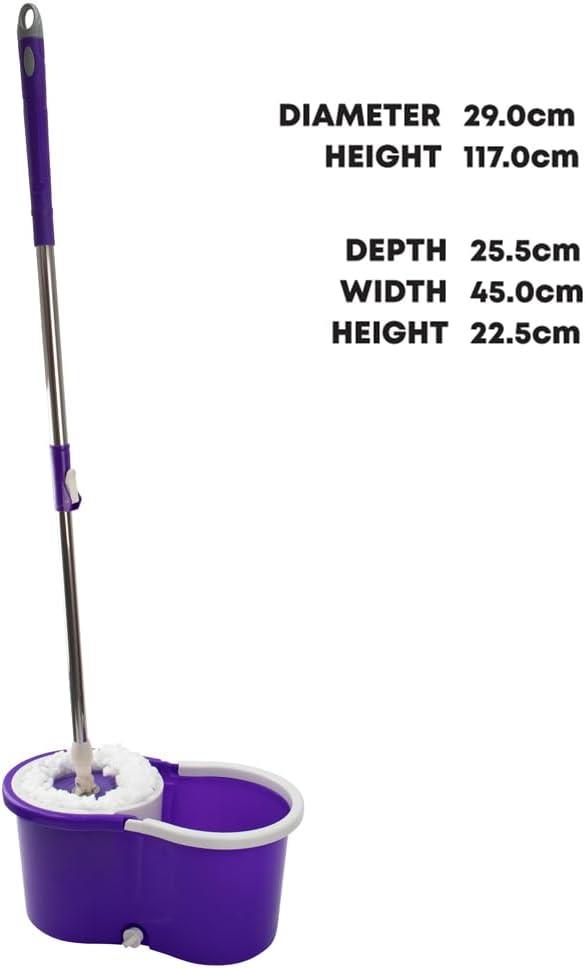 360° Rotating Spin Mop Floor Mop Dry Bucket Set With 2 Microfibre Cleaning Head - Picture 16 of 16