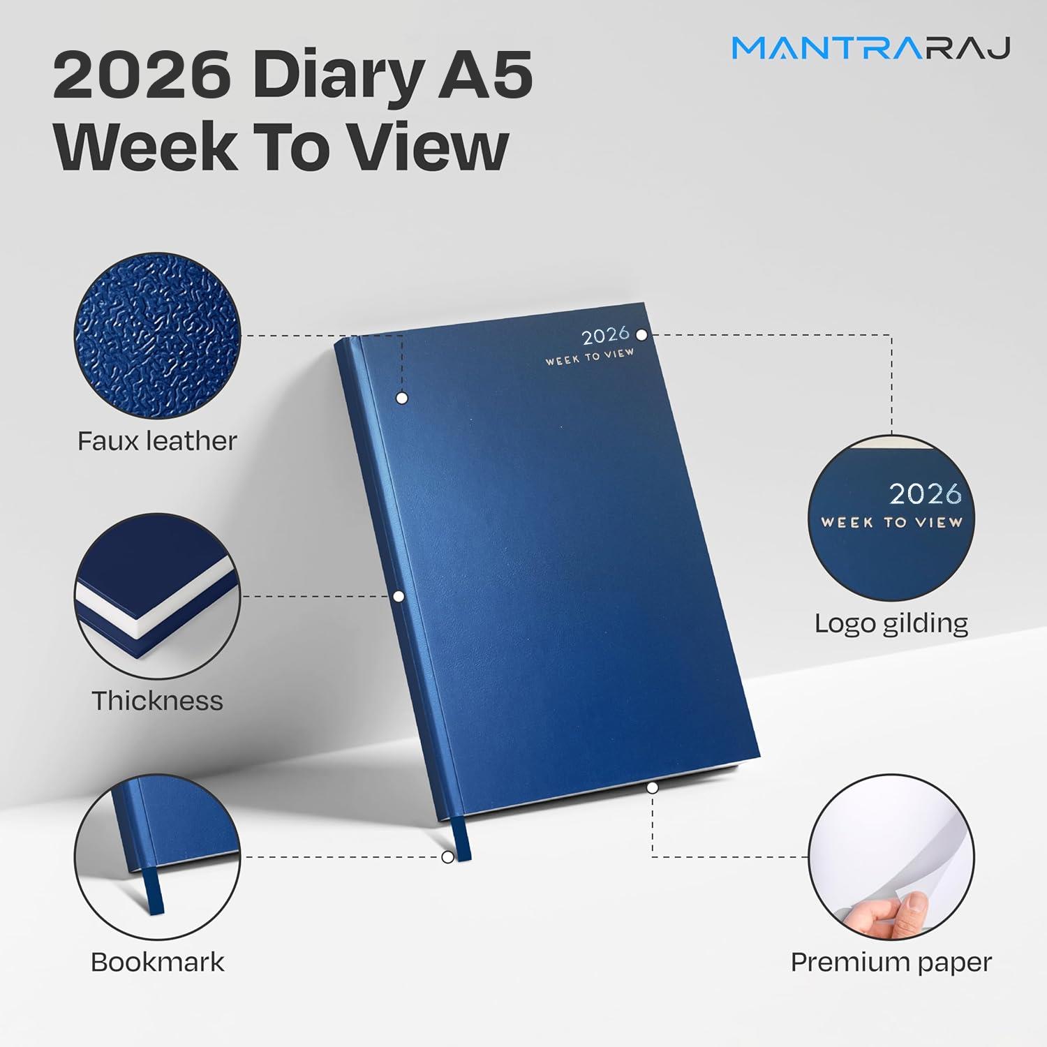 2026 Diary A4 A5 A6 Week To View Or Page A Day Desk Diary Hard Backed Diaries - Picture 42 of 62
