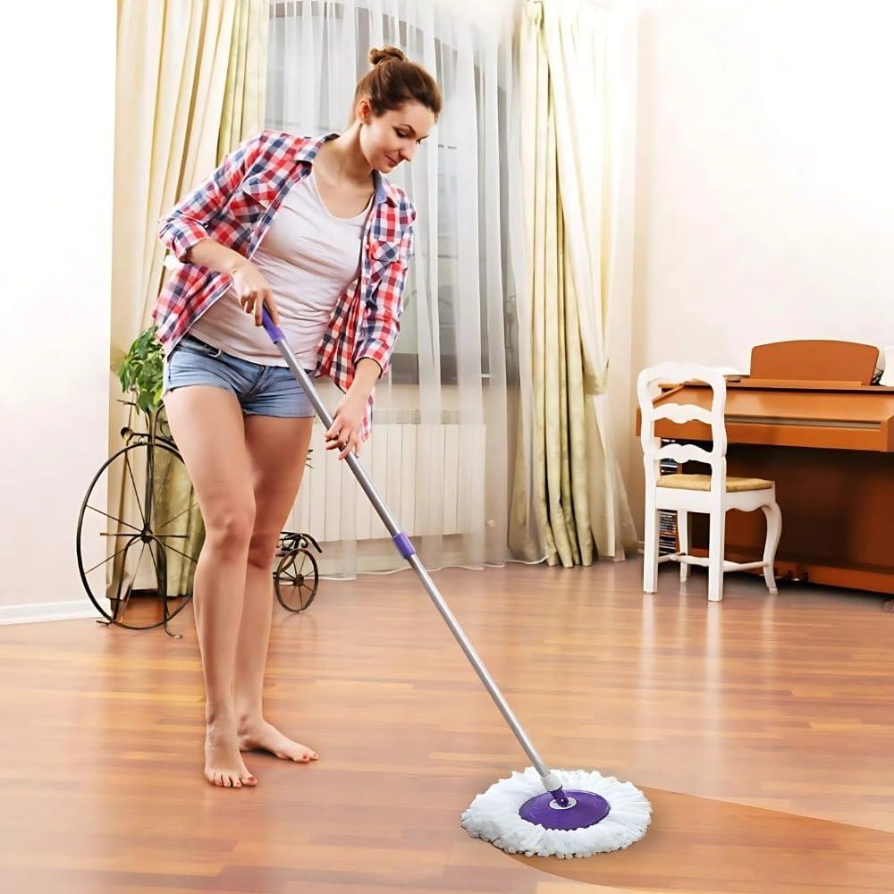 360° Rotating Spin Mop Floor Mop Dry Bucket Set With 2 Microfibre Cleaning Head - Picture 12 of 16