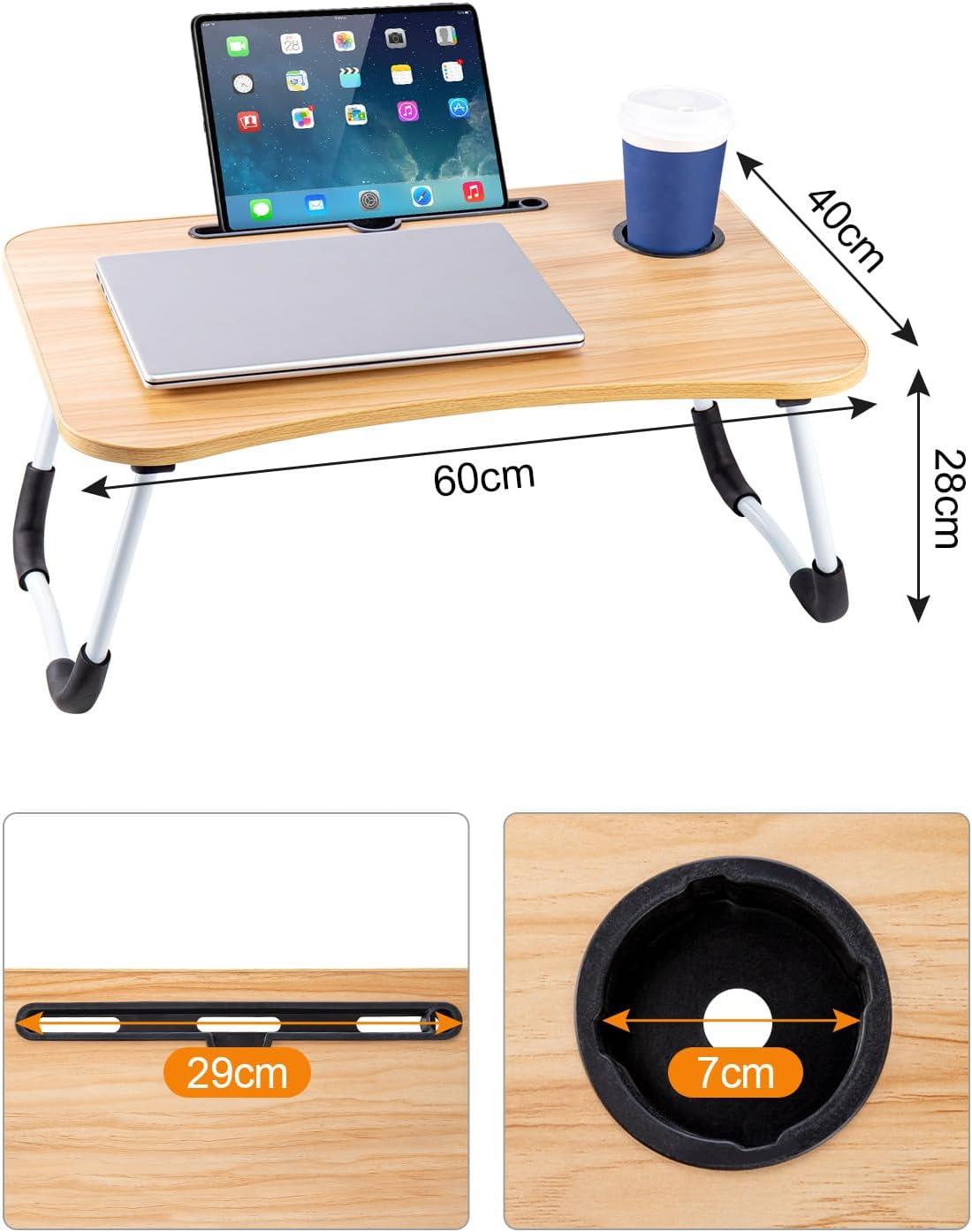 Laptop Bed Table Lap Standing Desk with Foldable Legs & Cup Slot Sofa Bed Stand - Picture 22 of 39