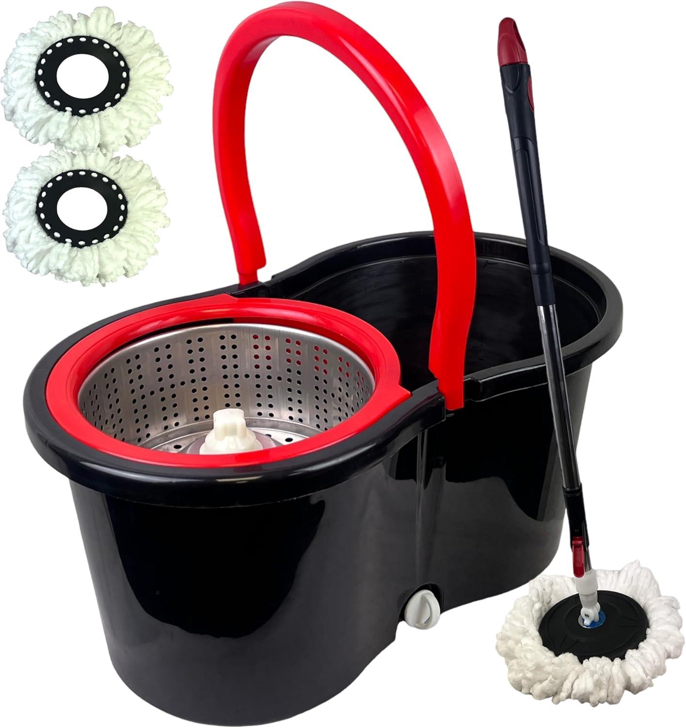 360° Rotating Spin Mop Floor Mop Dry Bucket Set With 2 Microfibre Cleaning Head - Picture 2 of 16