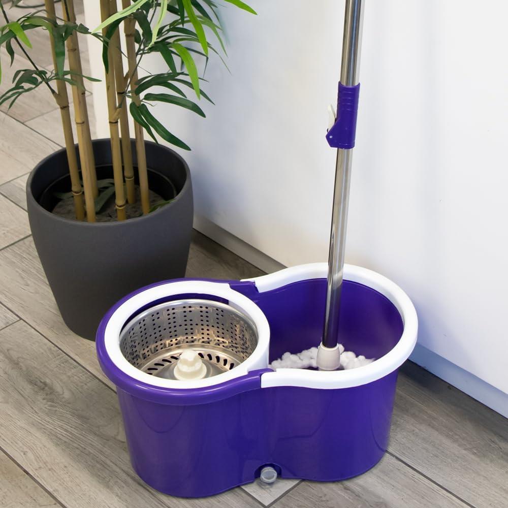 360° Rotating Spin Mop Floor Mop Dry Bucket Set With 2 Microfibre Cleaning Head - Picture 14 of 16
