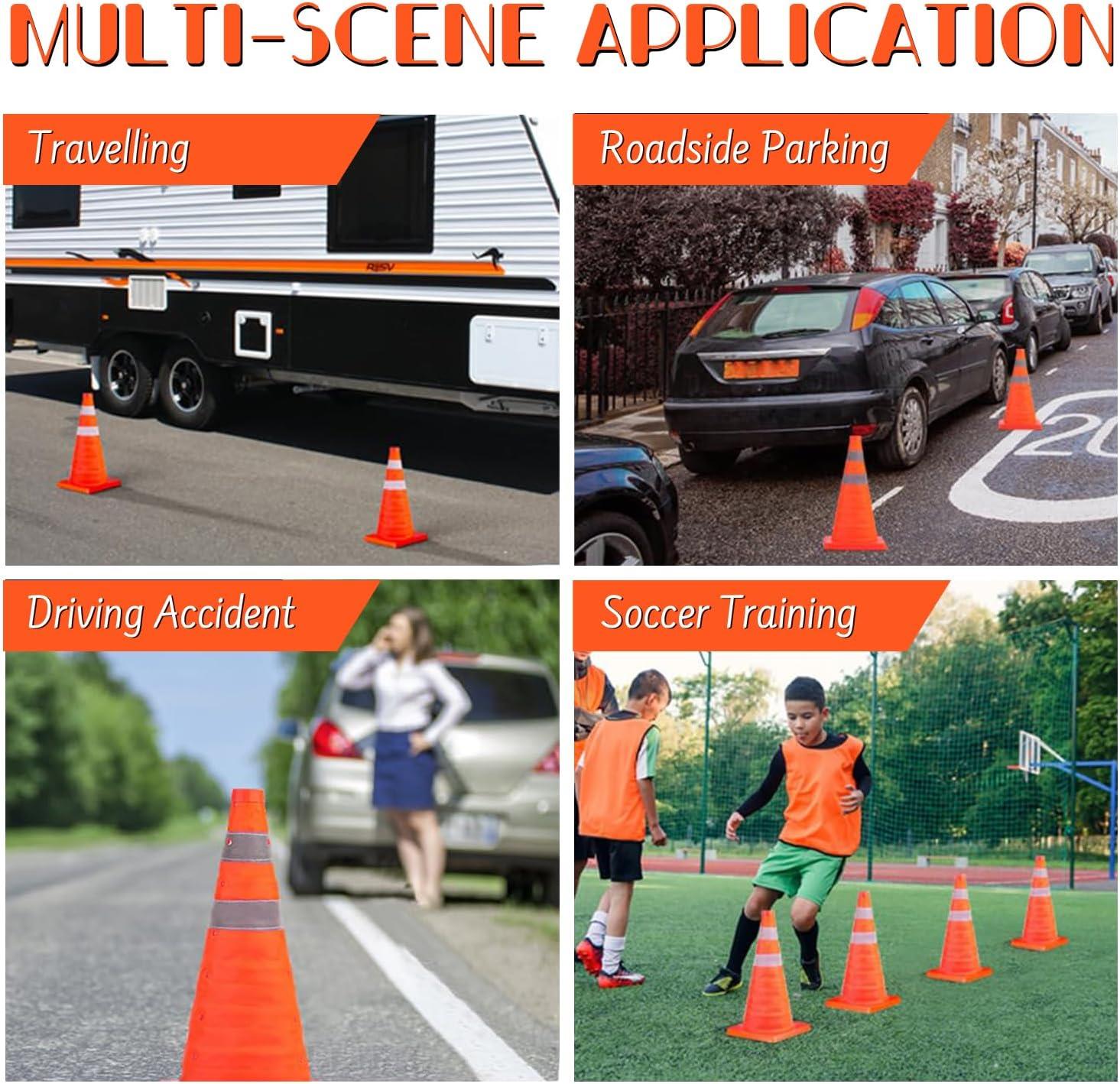 18" Pop Up Collapsible Safety Traffic Warning Cone Car Van Caravan Motorhome - Picture 6 of 24