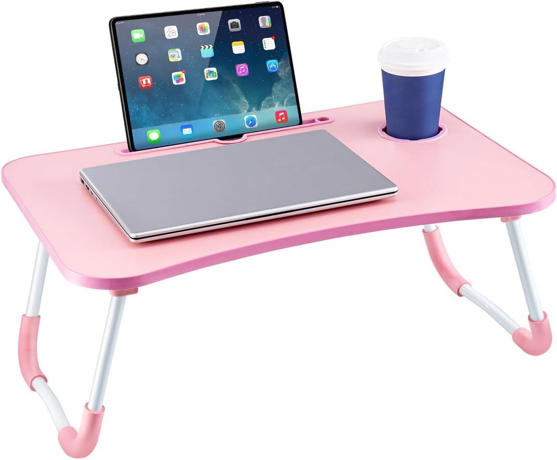 Laptop Bed Table Lap Standing Desk with Foldable Legs & Cup Slot Sofa Bed Stand - Picture 27 of 39