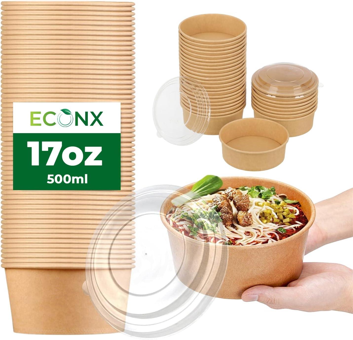 Disposable Kraft Salad Paper Bowls with Lids Takeaway Food Bowls Soup Containers - Picture 5 of 32