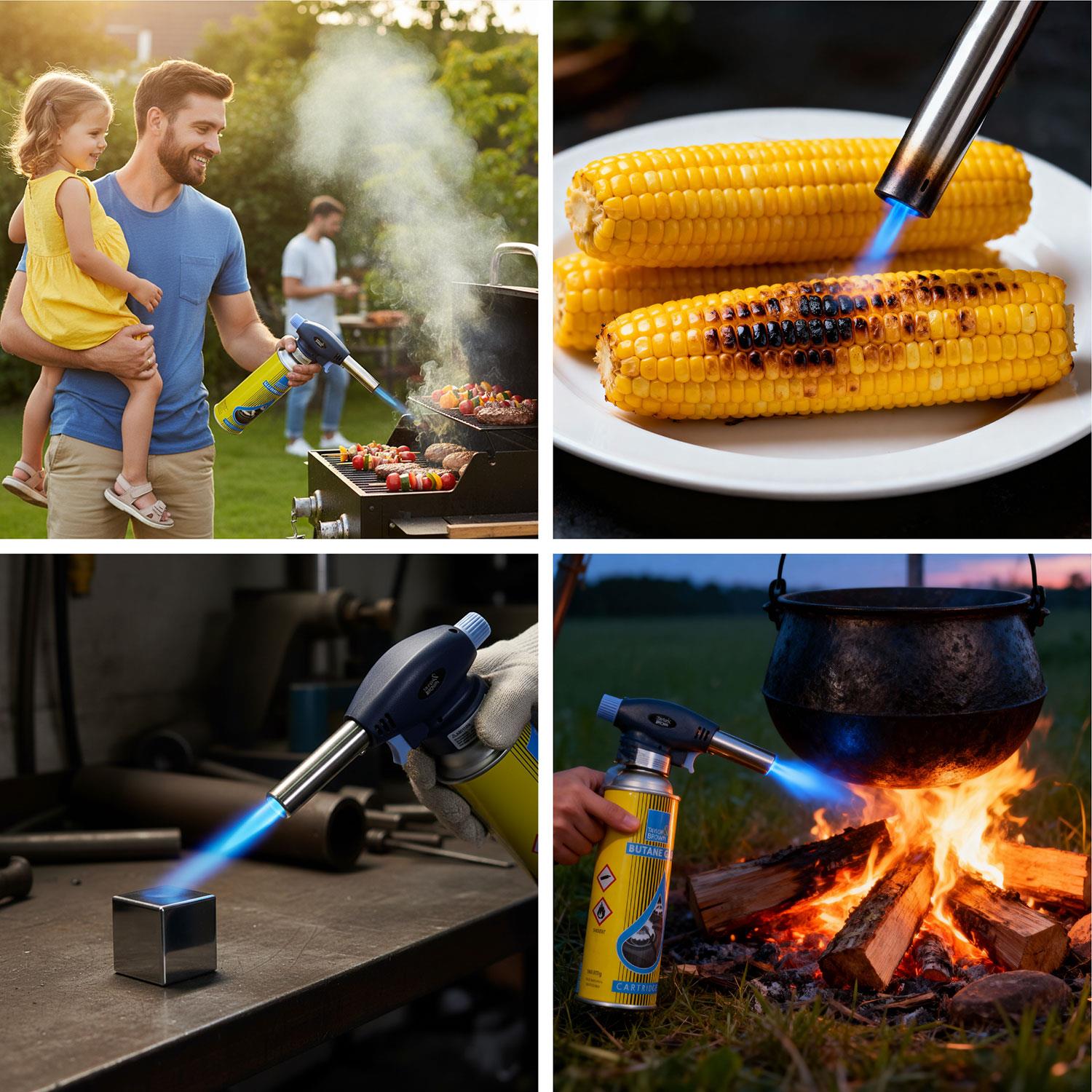 Butane Gas Blow Torch Burner Flamethrower Camping Welding BBQ Tool Auto Ignition - Produktbild 4