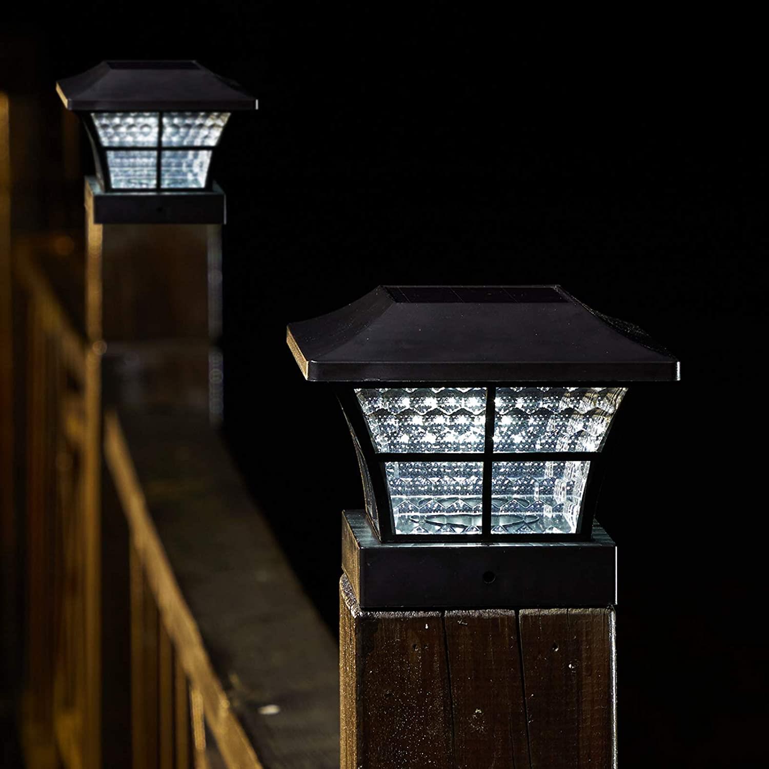 Outdoor Solar Powered LED Deck Post Light Garden Cap Square Fence Landscape Lamp eBay