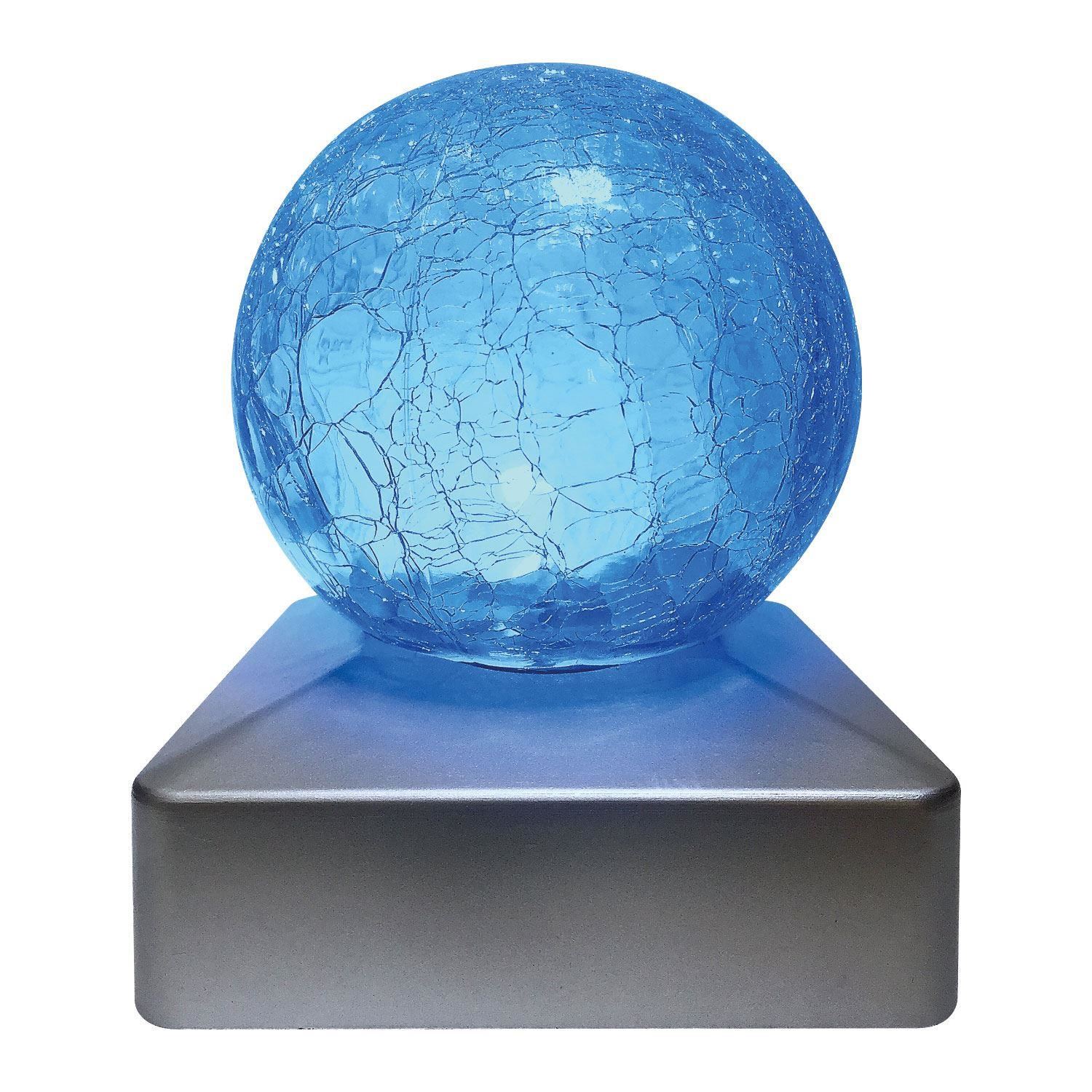SOLAR CRACKLE GLASS Ball Garden Post Deck Cap Light Square Outdoor