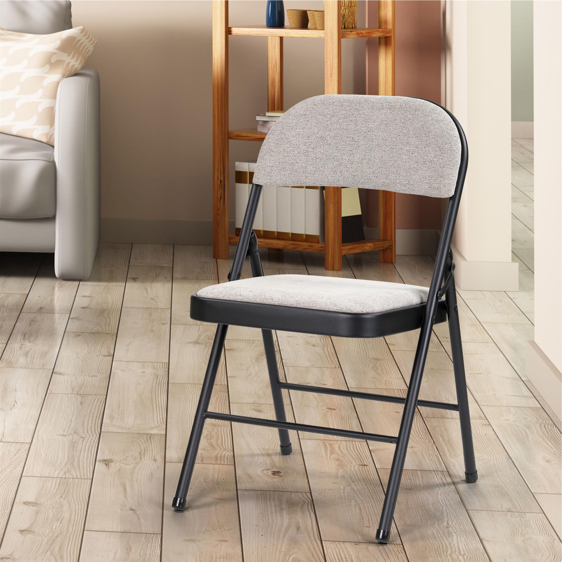 Deluxe Strong Steel Metal Frame Fabric Padded Folding Office Back Rest Chair New - Picture 12 of 23