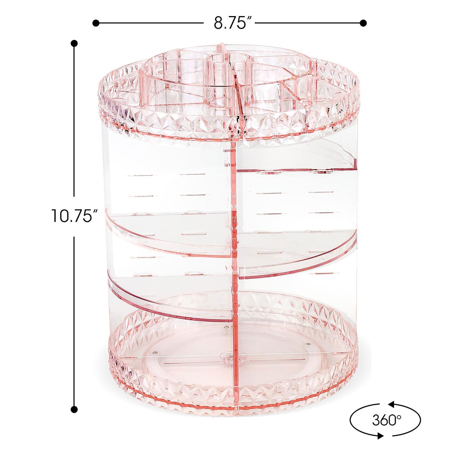 MAKEUP COSMETIC ORGANISER STORAGE BOX SHELF 360 DEGREE ROTATING DISPLAY ACRYLIC - Picture 15 of 22