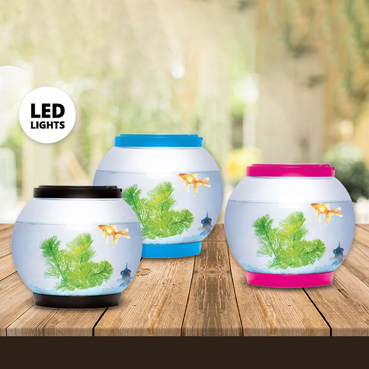 5 LITRE GLASS FISH BOWL LED LIGHT AQUARIUM GOLDFISH BETTA TANK