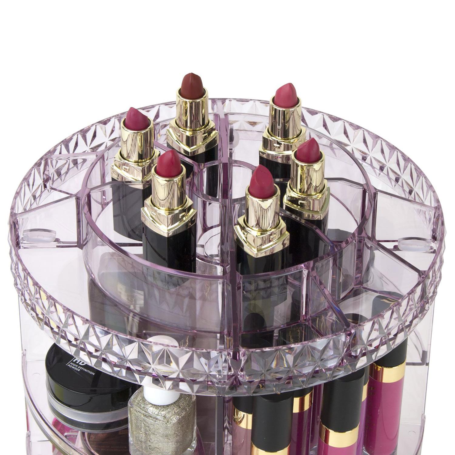 MAKEUP COSMETIC ORGANISER STORAGE BOX SHELF 360 DEGREE ROTATING DISPLAY ACRYLIC - Picture 19 of 22
