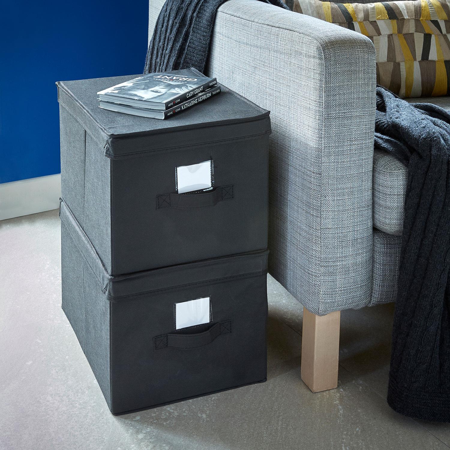 Set of 3 Foldable Collapsible Fabric Storage Basket Organiser Cubes