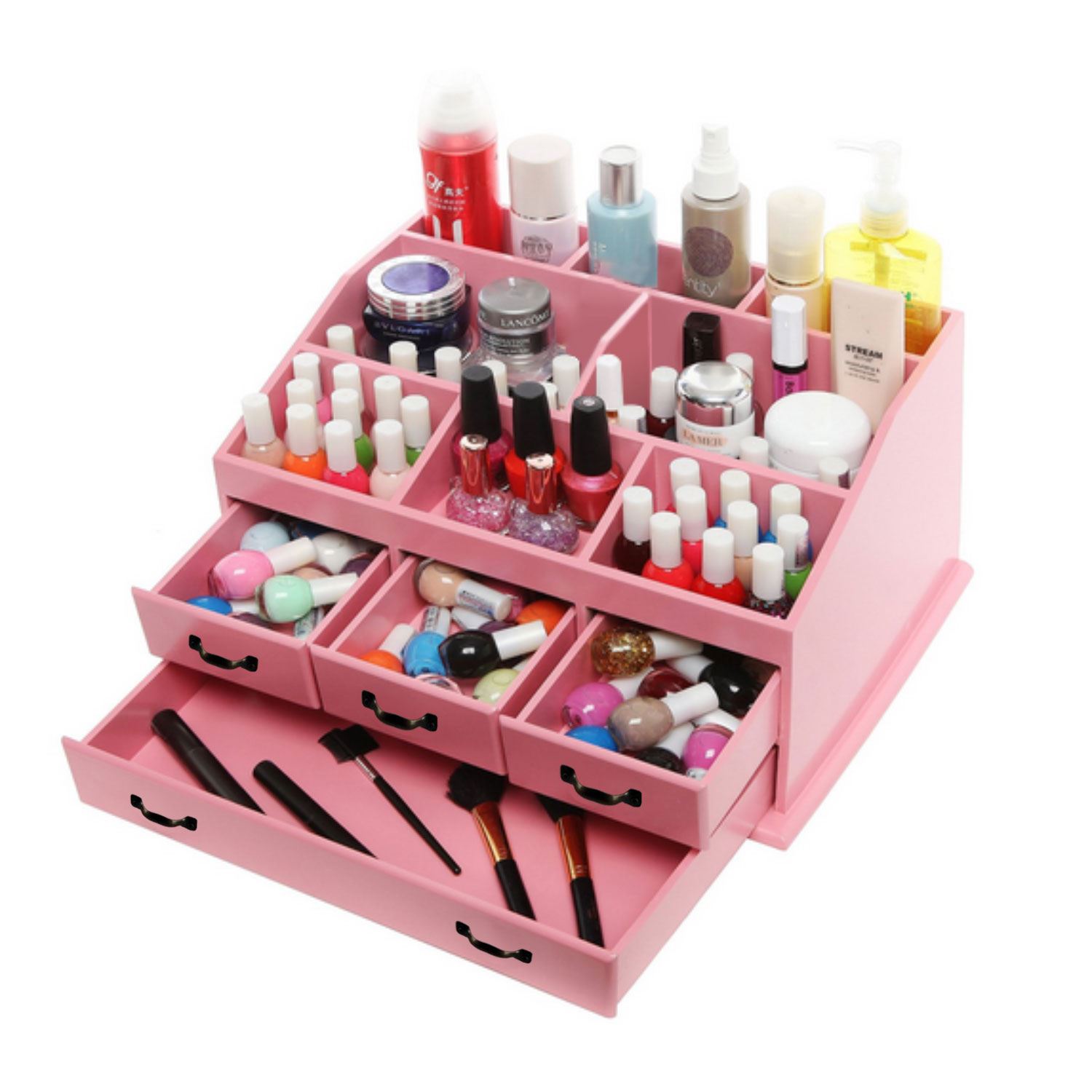 WOODEN 4 DRAWER Jewellery Cosmetic Makeup Storage Display Table