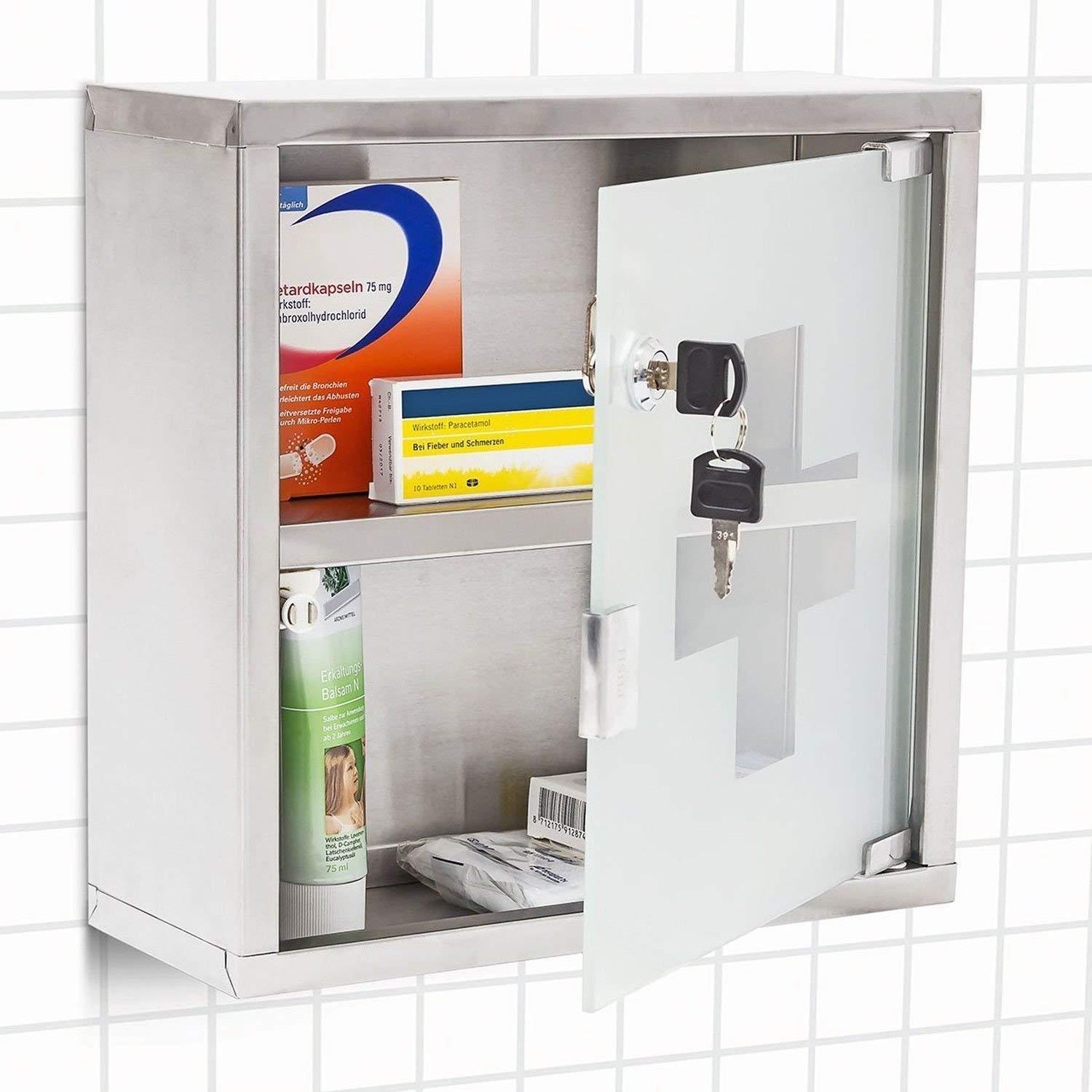 Parete in acciaio inox con serratura armadietto delle Bond Hardware® Armadietto a parete in acciaio inox, con