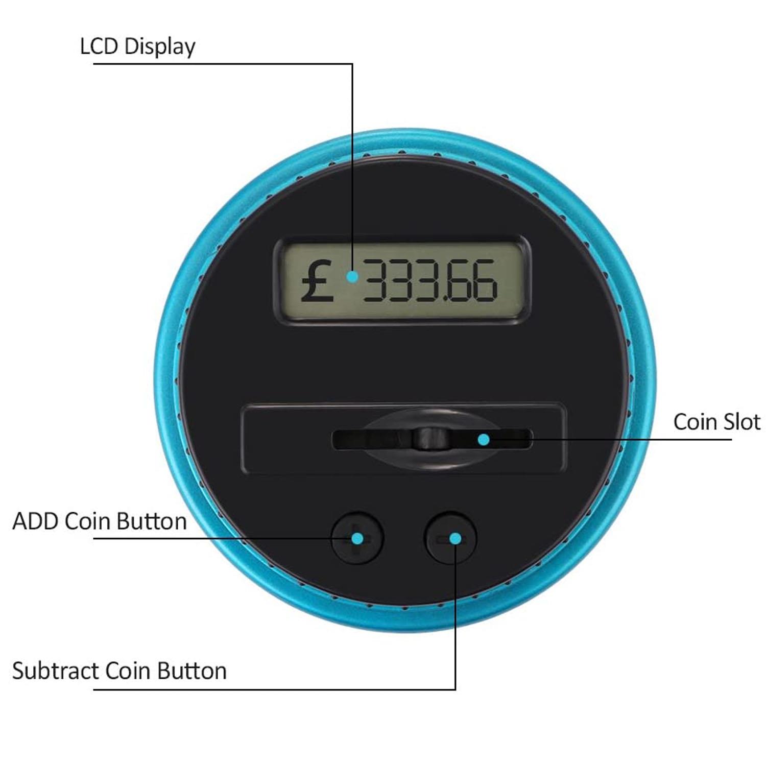 Digital Coin Counter LCD Display Jumbo Jar Sorter Money Box Counts