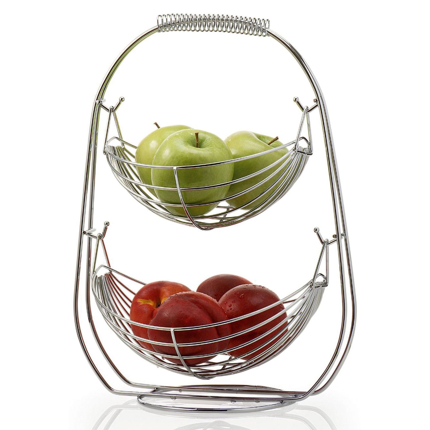 Chrome 2/3 Tier Wire Fruit Vegetable Basket Hammock Bowl Kitchen