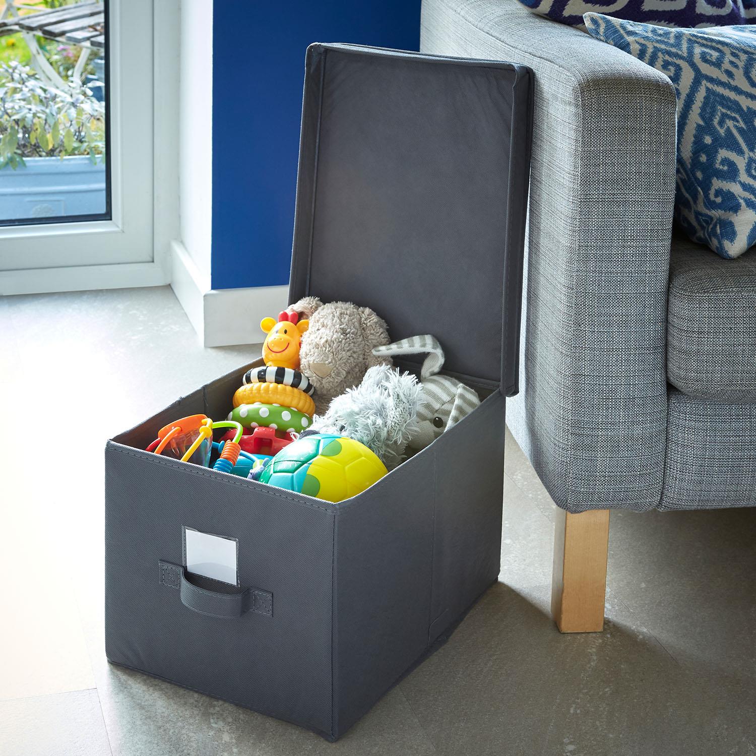 Set of 3 Foldable Collapsible Fabric Storage Basket Organiser Cubes